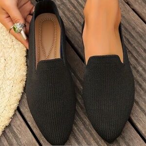 black slip on knitted dress shoes